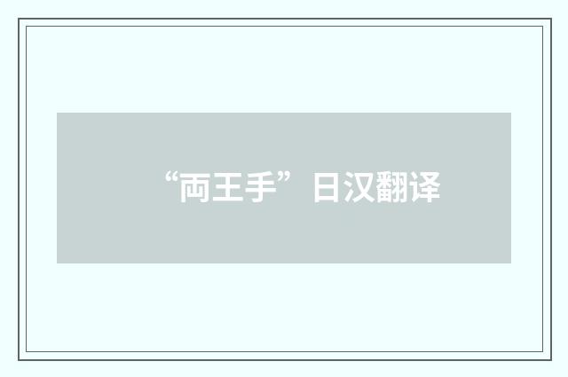 “両王手”日汉翻译