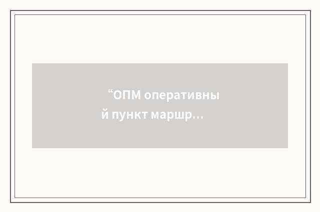 “ОПМ оперативный пункт маршрута”俄汉翻译