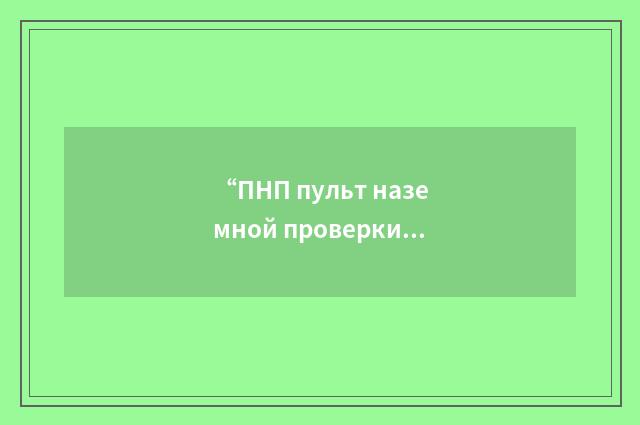 “ПНП пульт наземной проверки”俄汉翻译
