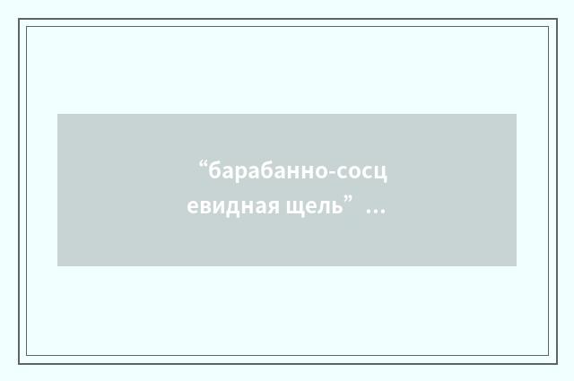 “барабанно-сосцевидная щель”俄汉翻译