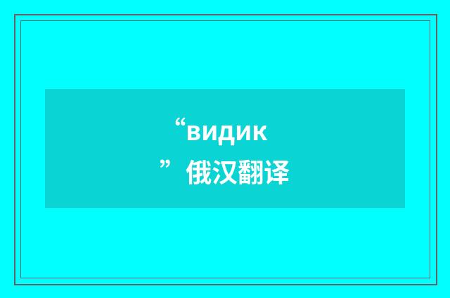 “видик”俄汉翻译