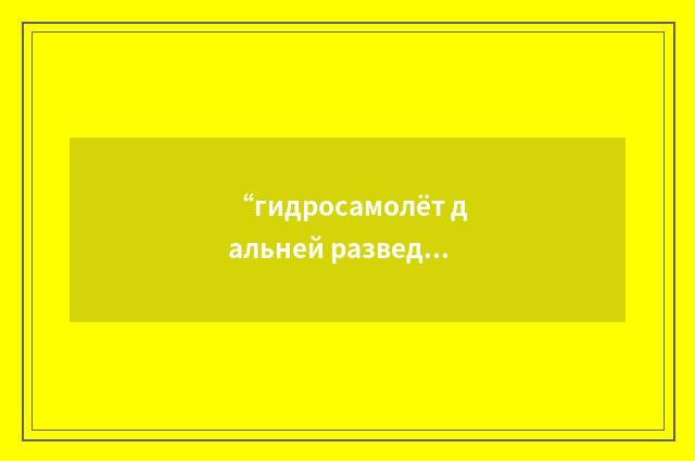 “гидросамолёт дальней разведки”俄汉翻译