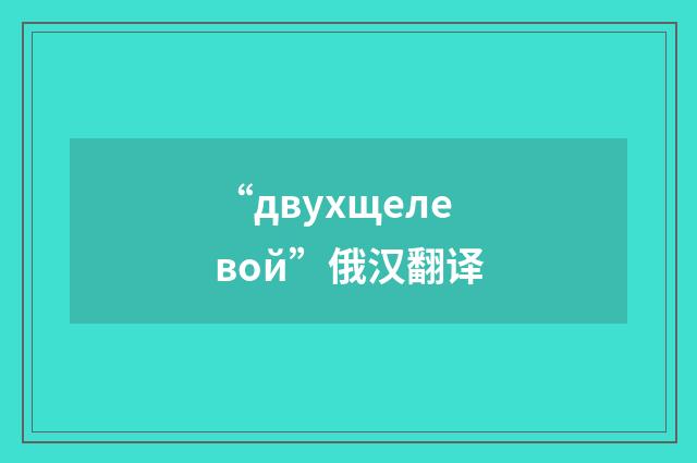 “двухщелевой”俄汉翻译