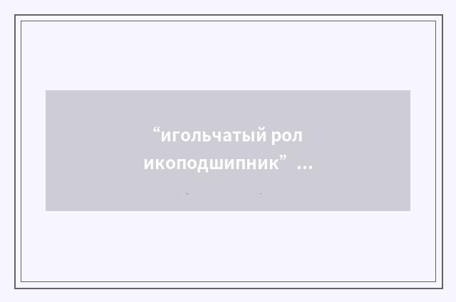 “игольчатый роликоподшипник”俄汉翻译