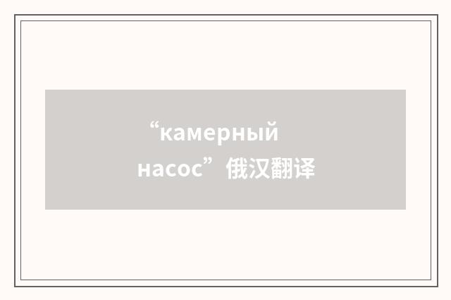 “камерный насос”俄汉翻译