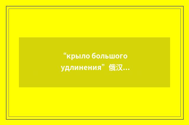 “крыло большого удлинения”俄汉翻译