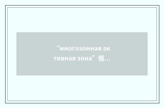 “многозонная активная зона”俄汉翻译