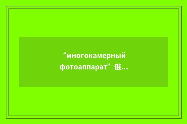 “многокамерный фотоаппарат”俄汉翻译