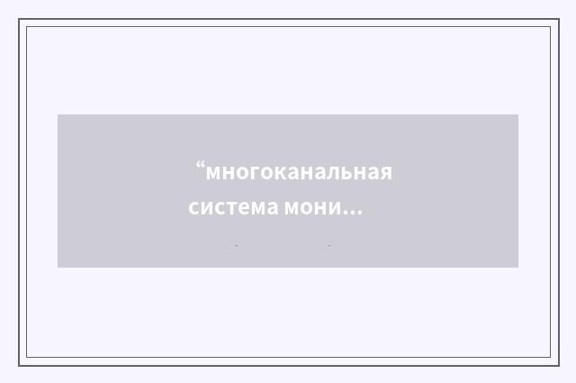 “многоканальная система мониторинга”俄汉翻译