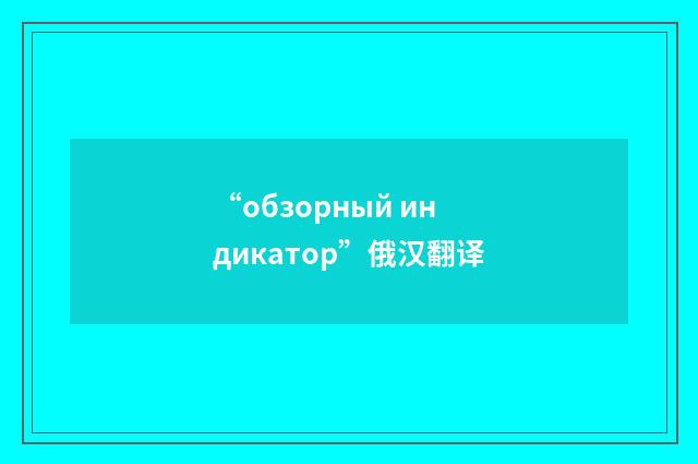 “обзорный индикатор”俄汉翻译