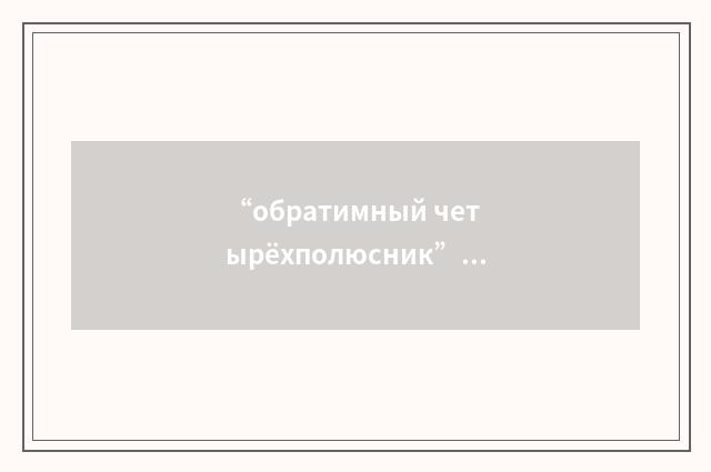“обратимный четырёхполюсник”俄汉翻译