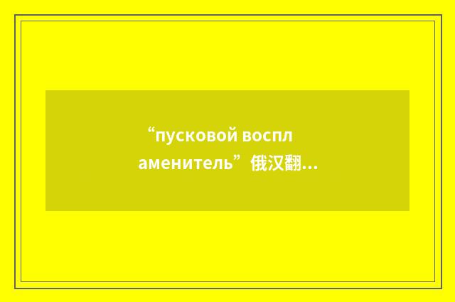 “пусковой воспламенитель”俄汉翻译