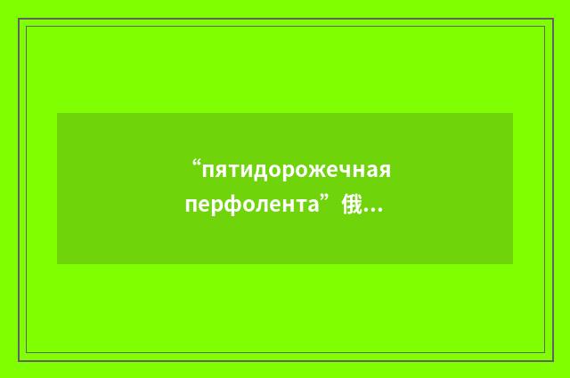 “пятидорожечная перфолента”俄汉翻译