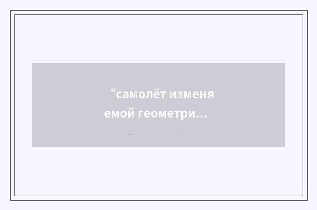 “самолёт изменяемой геометрии”俄汉翻译