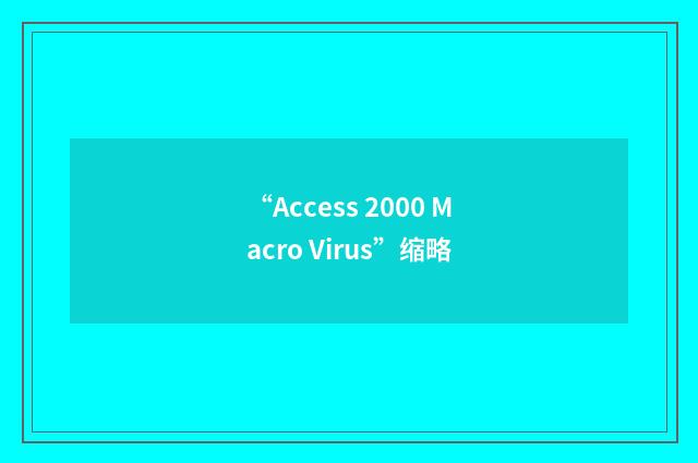 “Access 2000 Macro Virus”缩略