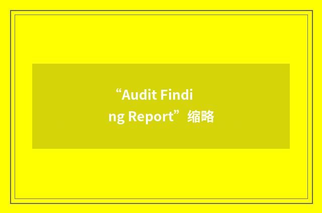 “Audit Finding Report”缩略
