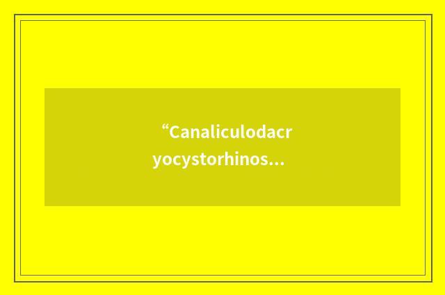 “Canaliculodacryocystorhinostomy”缩略