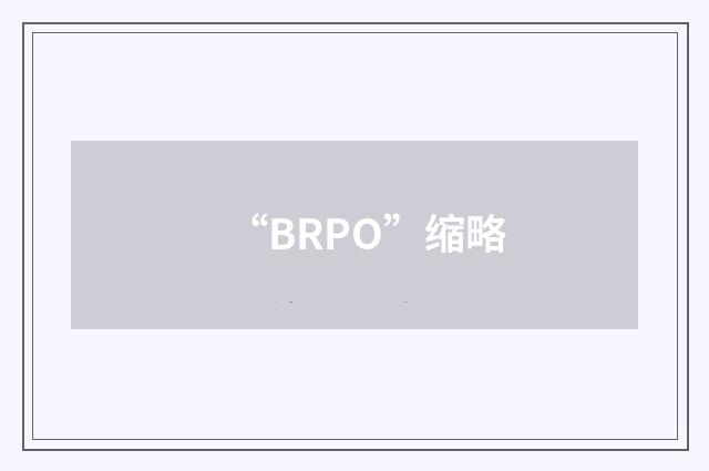 “BRPO”缩略