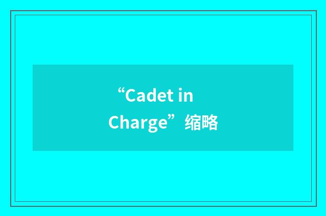 “Cadet in Charge”缩略