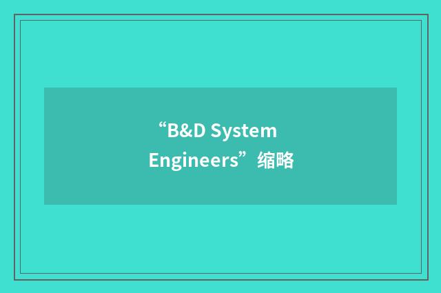 “B&D System Engineers”缩略
