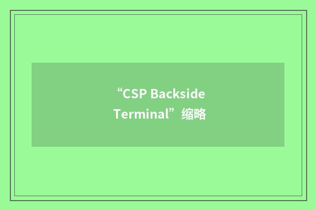 “CSP Backside Terminal”缩略