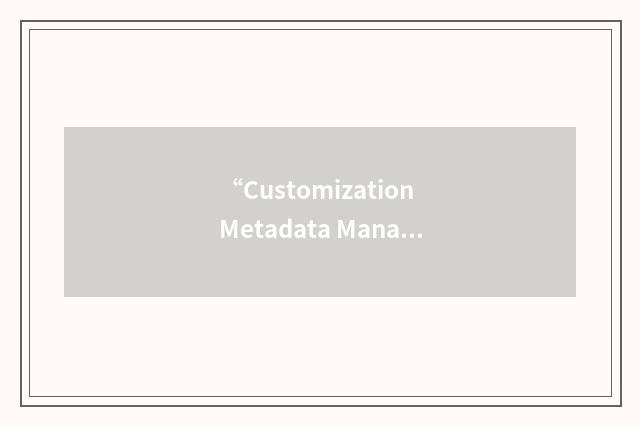 “Customization Metadata Manager”缩略
