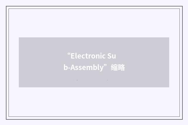 “Electronic Sub-Assembly”缩略