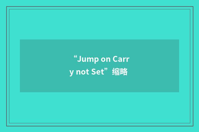 “Jump on Carry not Set”缩略