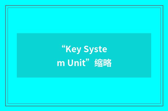 “Key System Unit”缩略