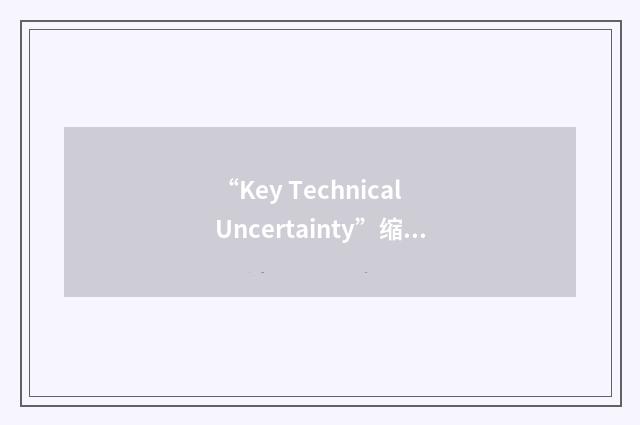 “Key Technical Uncertainty”缩略