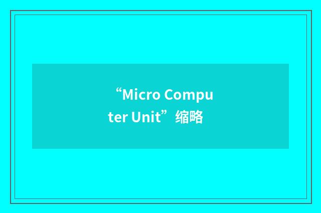 “Micro Computer Unit”缩略