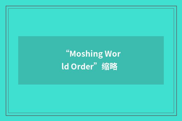 “Moshing World Order”缩略