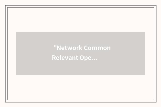“Network Common Relevant Operational Picture”缩略