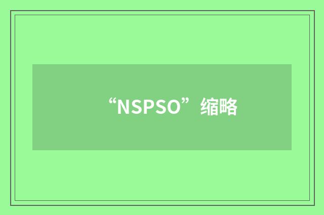 “NSPSO”缩略
