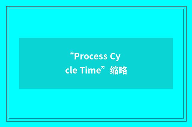 “Process Cycle Time”缩略