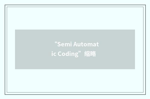 “Semi Automatic Coding”缩略