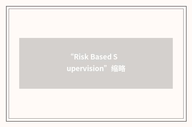 “Risk Based Supervision”缩略