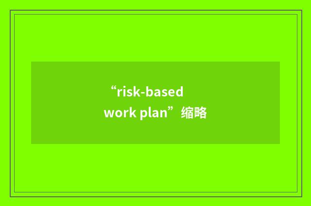 “risk-based work plan”缩略
