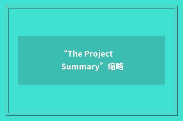 “The Project Summary”缩略