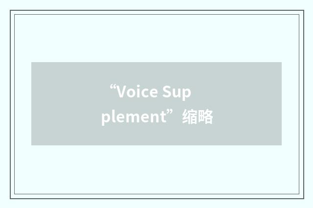 “Voice Supplement”缩略