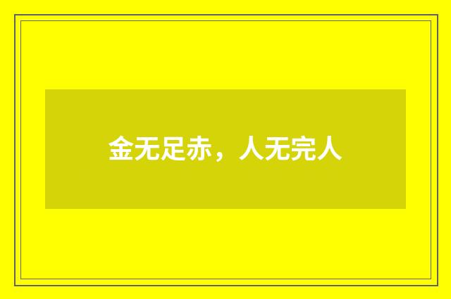 金无足赤，人无完人