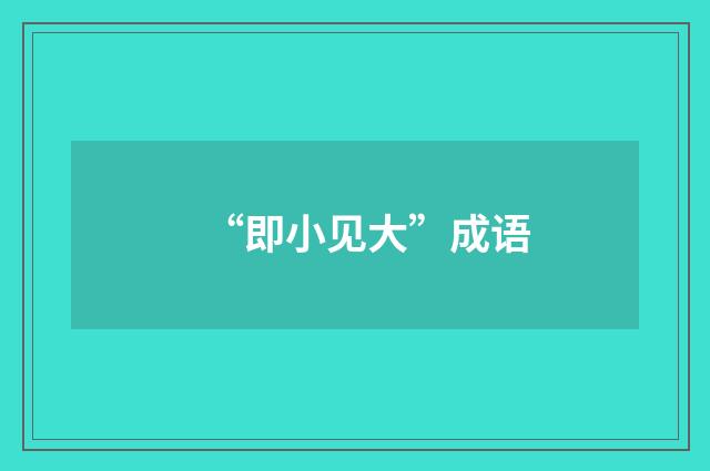 “即小见大”成语