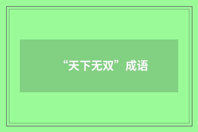 “天下无双”成语