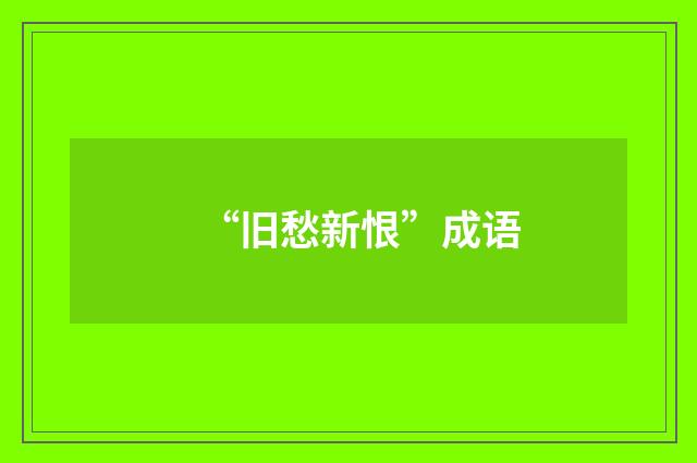 “旧愁新恨”成语