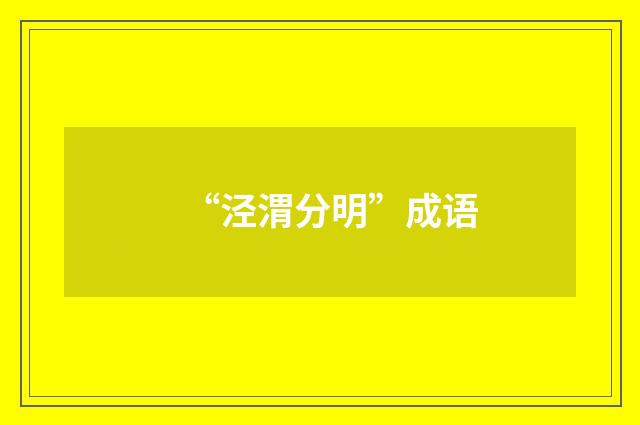 “泾渭分明”成语