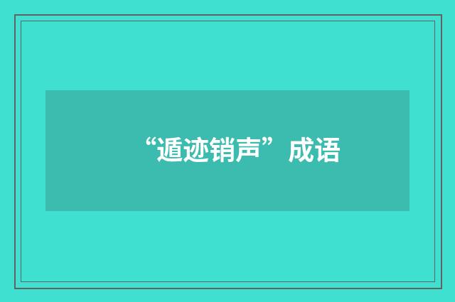 “遁迹销声”成语