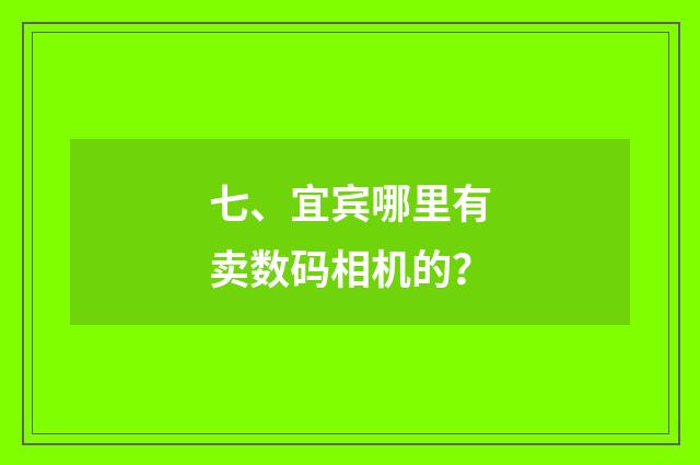七、宜宾哪里有卖数码相机的?
