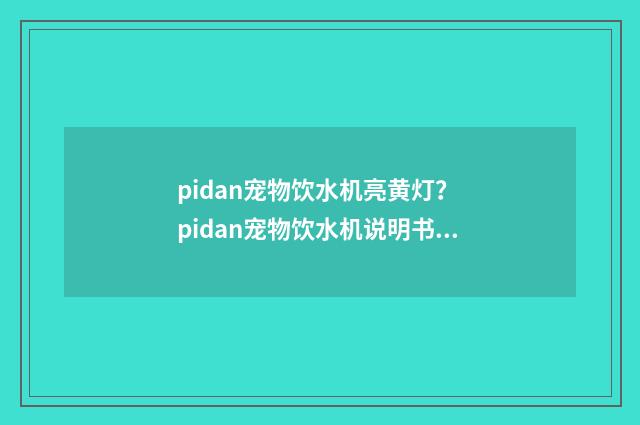 pidan宠物饮水机亮黄灯? pidan宠物饮水机说明书?英文双语对照