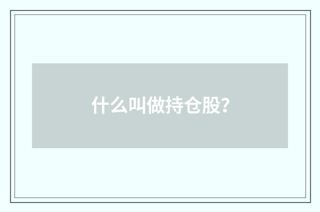 什么叫做持仓股?