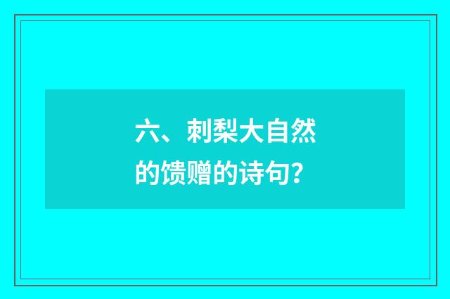 六、刺梨大自然的馈赠的诗句?